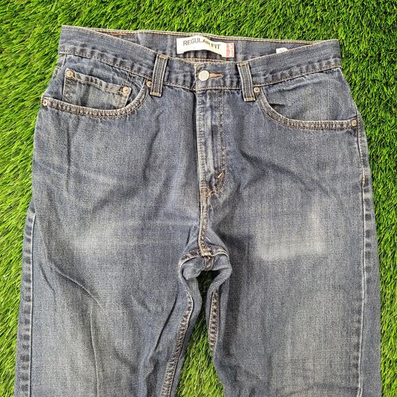 LEVIS 505 Jeans 32x31 Straight Faded Medium-Wash Whiskered - Picture 14 of 16